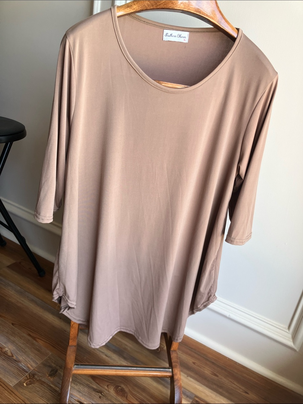 Southern Charm Taupe Scoop Neck Tunic Top
